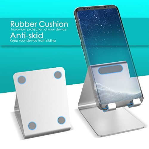 Cell Phone Stand, Lamicall Phone Stand : Cradle Dock Holder Compatible with All Android Smartphone iPhone 11 Pro Xs Xs Max Xr X 8 7 6 6s Plus Charging, Universal Accessories Desk - Polished Silver