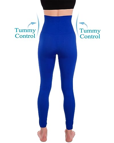 Homma Activewear Thick High Waist Tummy Compression Slimming Body Leggings Pant (X-Large, Royal)
