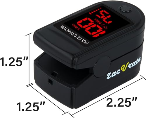 Zacurate Pro Series 500DL Fingertip Pulse Oximeter Blood Oxygen Saturation Monitor with Silicon Cover, Batteries and Lanyard (Royal Black)