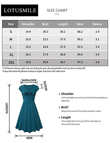 Lotusmile Elegant Dresses, Womens Casual Dress A Line Cap Sleeve V Neck Medium SkyBlue