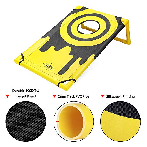 A11N Portable PVC Framed Bean Bag Toss Game Set with 8 Bean Bags & Carry Bag | Most Popular Cornhole Game Set | Yellow & Black or American Flag Pattern | Indoor/Outdoor