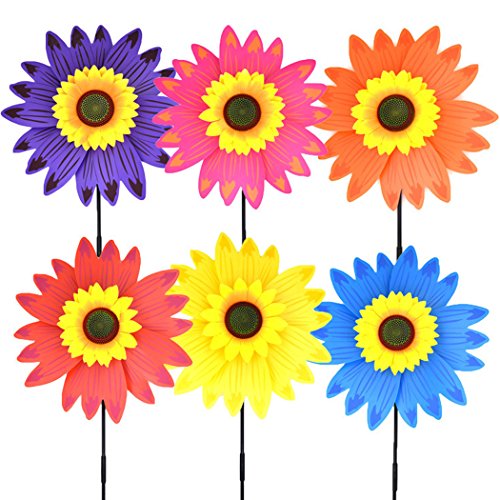 B bangcool Sunflower Lawn Pinwheels Wind Spinners Garden Party Pinwheel Wind Spinner for Patio Lawn & Garden (6 PCS)?