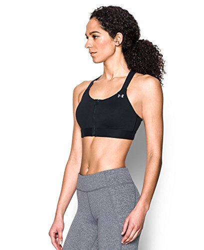 Under Armour Women's Front Zip Sports Bra: Black/Metallic Silver