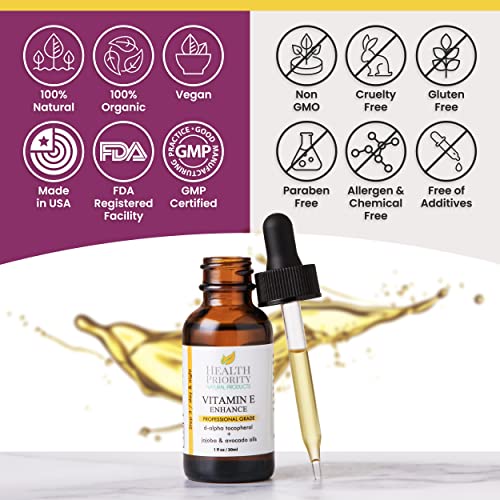 Organic Vitamin E Oil for Skin - 15000 IU, 1 Fl Oz