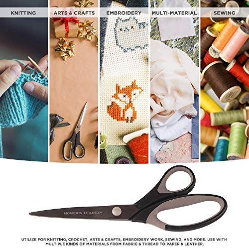 BambooMN Super Sharp Titanium Scissors 3-Pack Set for Sewing, Arts, Crafts - Assorted Sizes