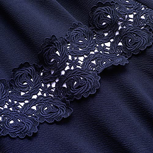 HOMEYEE Women's Sleeveless Cocktail A-Line Embroidery Party Summer Dress A079 (8, Dark Blue)