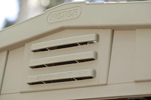 Keter Factor 6x6 Large Resin Outdoor Shed for Patio Furniture, Lawn Mower, and Bike Storage, Beige/Brown