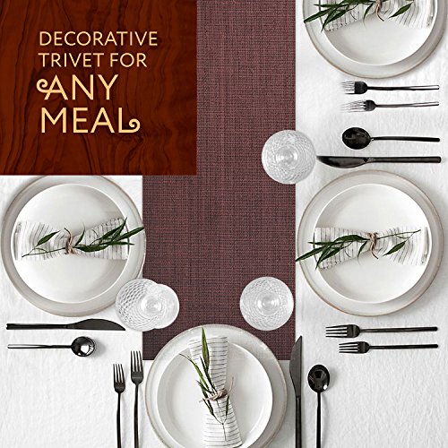 Brown Table Runner with Heat-resistant Trivet and Handles