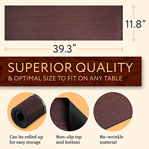 Brown Table Runner with Heat-resistant Trivet and Handles