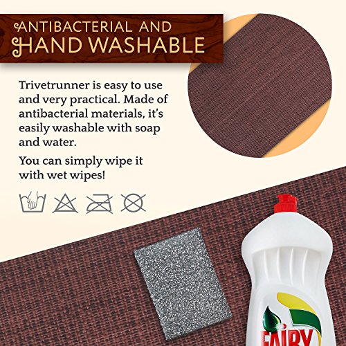 Brown Table Runner with Heat-resistant Trivet and Handles