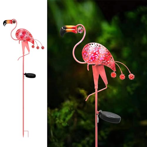 Flamingo Solar Light Outdoor Decorative Pathway Lights Garden Path Landscape Waterproof Decor Outside Backyard Yard Patio Decorations Porch Walkway Driveway Sidewalk Courtyard Lawn Pink 1 Pack