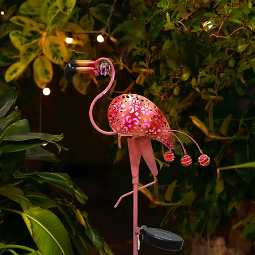 Flamingo Solar Light Outdoor Decorative Pathway Lights Garden Path Landscape Waterproof Decor Outside Backyard Yard Patio Decorations Porch Walkway Driveway Sidewalk Courtyard Lawn Pink 1 Pack