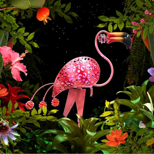Flamingo Solar Light Outdoor Decorative Pathway Lights Garden Path Landscape Waterproof Decor Outside Backyard Yard Patio Decorations Porch Walkway Driveway Sidewalk Courtyard Lawn Pink 1 Pack