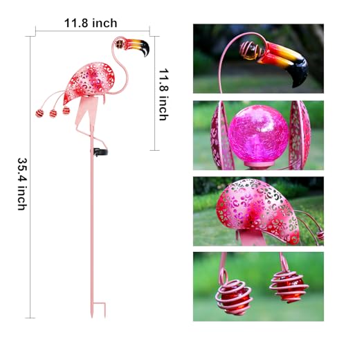 Flamingo Solar Light Outdoor Decorative Pathway Lights Garden Path Landscape Waterproof Decor Outside Backyard Yard Patio Decorations Porch Walkway Driveway Sidewalk Courtyard Lawn Pink 1 Pack
