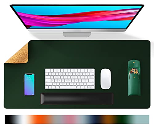 Aothia Desk Pad: Cork & Leather, Dual-sided Mouse Pad