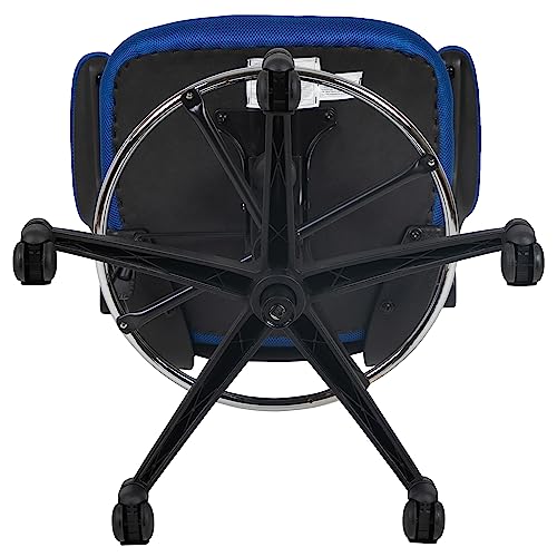 Kelista Mid-Back Blue Mesh Ergonomic Drafting Chair | Adjustable Foot Ring, Flip-Up Arms