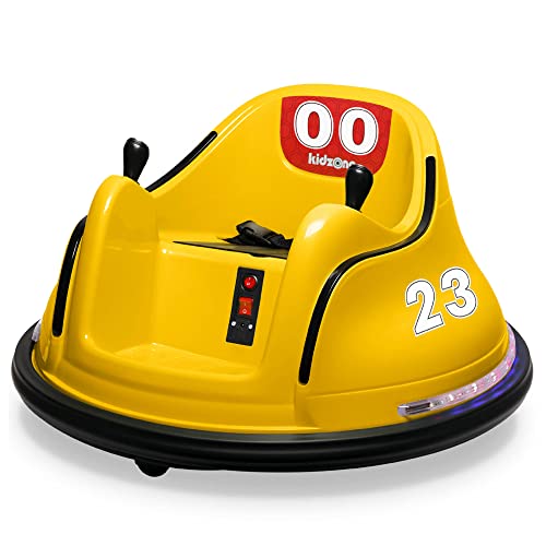 Kidzone Race #00-99 Kid Ride-on Bumper Car 6V Electric Power Remote Control 360 Degree Spinning Toy ASTM-Certified, Yellow