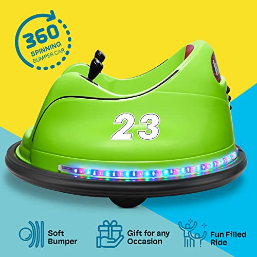 Kidzone DIY Race #00-99 6V Kids Toy Electric Ride On Bumper Car Vehicle Remote Control 360 Spin ASTM-Certified, Green