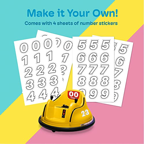 Kidzone Race #00-99 Kid Ride-on Bumper Car 6V Electric Power Remote Control 360 Degree Spinning Toy ASTM-Certified, Yellow