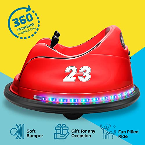 Kidzone DIY Race #00-99 6V Kids Toy Electric Red Ride On Bumper Car Vehicle Remote Control 360 Spin ASTM-Certified