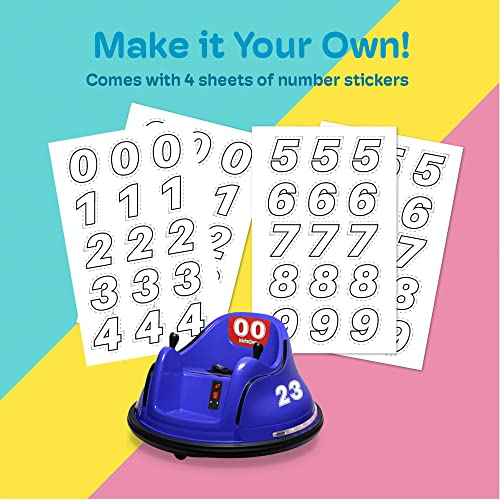 Kidzone DIY Race #00-99 6V Kids Toy Electric Ride On Bumper Car Vehicle Remote Control 360 Spin ASTM-Certified Dark Blue