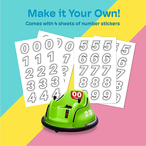 Kidzone DIY Race #00-99 6V Kids Toy Electric Ride On Bumper Car Vehicle Remote Control 360 Spin ASTM-Certified, Green