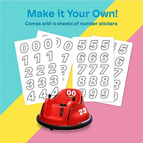 Kidzone DIY Race #00-99 6V Kids Toy Electric Red Ride On Bumper Car Vehicle Remote Control 360 Spin ASTM-Certified