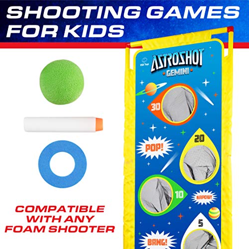 USA Toyz Astroshot Gemini Shooting Game - 2pk Foam Ball Popper Air Toy Guns and Standing Shooting Target, 2-Player Toy Guns for Kids with 24 Foam Balls