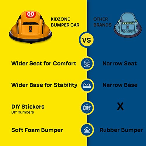 Kidzone DIY Race #00-99 6V Kids Toy Electric Ride On Bumper Car Vehicle Remote Control 360 Spin ASTM-Certified, Orange