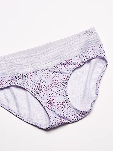 Warner's Women's Blissful Benefits No Muffin Top 3 Pack Hipster Panties, Navy Ink/White/Lilac Petals Print, 2XL
