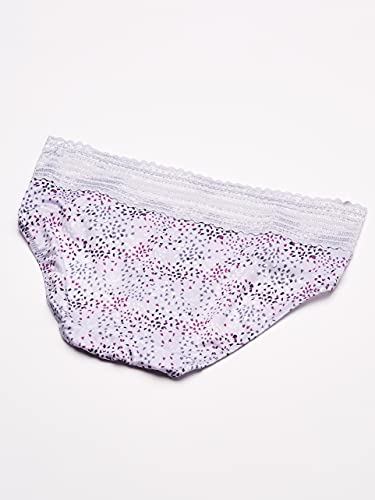 Warner's Women's Blissful Benefits No Muffin Top 3 Pack Hipster Panties, Navy Ink/White/Lilac Petals Print, 2XL