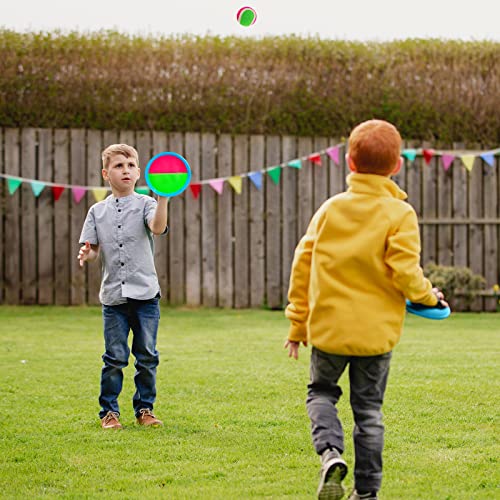 Toss and Catch Ball Game Outdoor Game for Kids Backyard Games Beach Game for Kids Children's Day Gift (Upgraded) (4 Paddles 4 Balls)