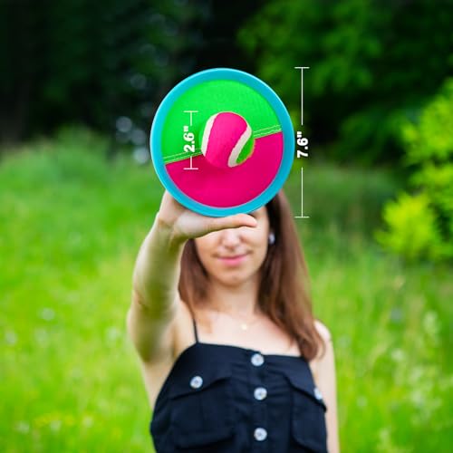 Toss and Catch Ball Game Outdoor Game for Kids Backyard Games Beach Game for Kids Children's Day Gift (Upgraded) (4 Paddles 4 Balls)