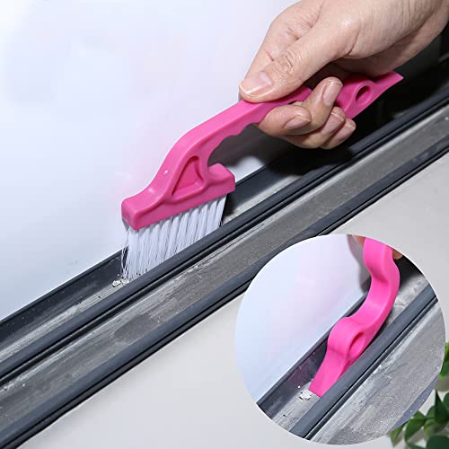 2pcs Window Track Cleaning Brushes, Hand-held Groove Gap Cleaning Tools Door Track Kitchen Cleaning Brushes Set(Red)