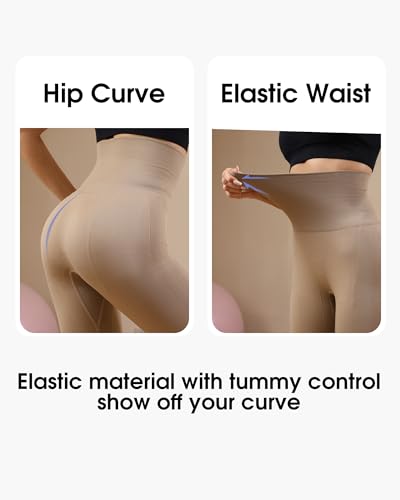 High Waist Tummy Compression Leggings - Large Mocha