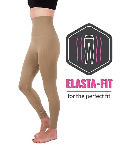 High Waist Tummy Compression Leggings - Large Mocha