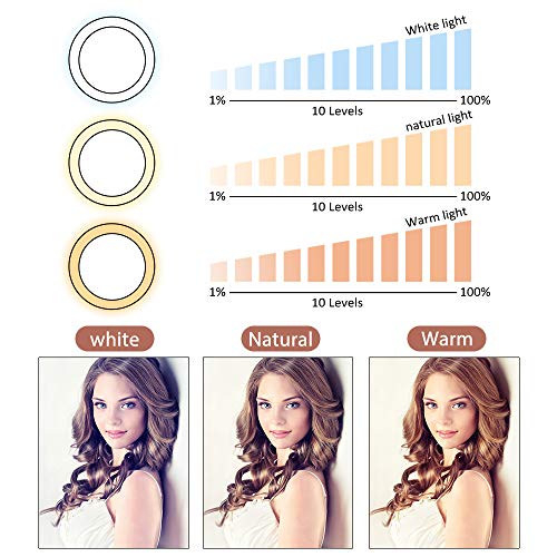 UBeesize 10" Selfie Ring Light with 50" Extendable Tripod Stand & Flexible Phone Holder for Live Stream/Makeup, Mini Desktop Led Camera Ringlight for YouTube Video
