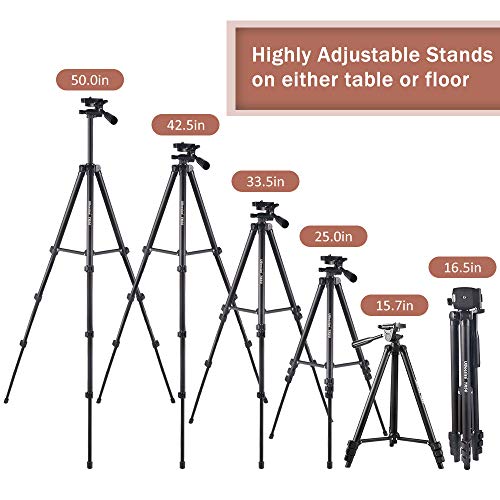 UBeesize 10" Selfie Ring Light with 50" Extendable Tripod Stand & Flexible Phone Holder for Live Stream/Makeup, Mini Desktop Led Camera Ringlight for YouTube Video