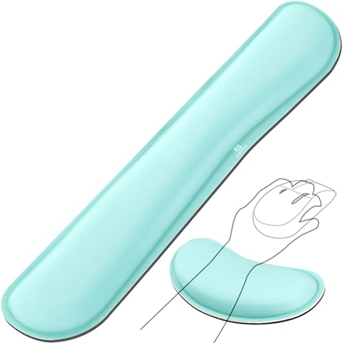 Gimars Superfine Fiber Widen Memory Foam Set Nonslip Mouse Pad Wrist Support & Keyboard Wrist Rest Support for Office, Computer, Laptop & Mac & Comfortable & Lightweight for Easy Typing & Pain Relief