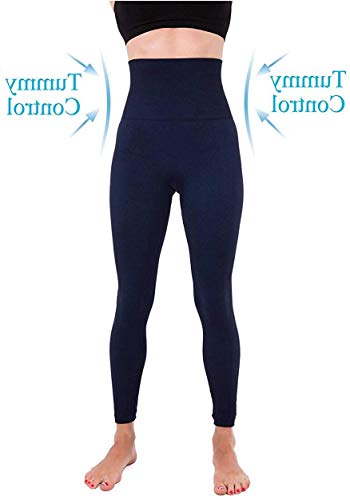 High Waist Compression Leggings for Women - Navy M