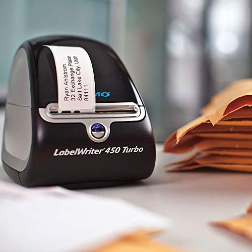 DYMO LabelWriter 450 Turbo Label Maker with 3 Bonus LW Label Rolls (700 Address & 300 Shipping), White, Self-Adhesive