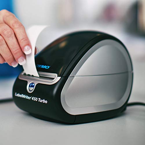 DYMO LabelWriter 450 Turbo Label Maker with 3 Bonus LW Label Rolls (700 Address & 300 Shipping), White, Self-Adhesive