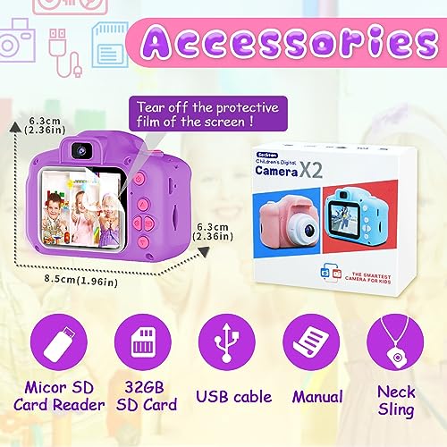 Seckton Kids Selfie Camera with 32GB SD Card - Purple
