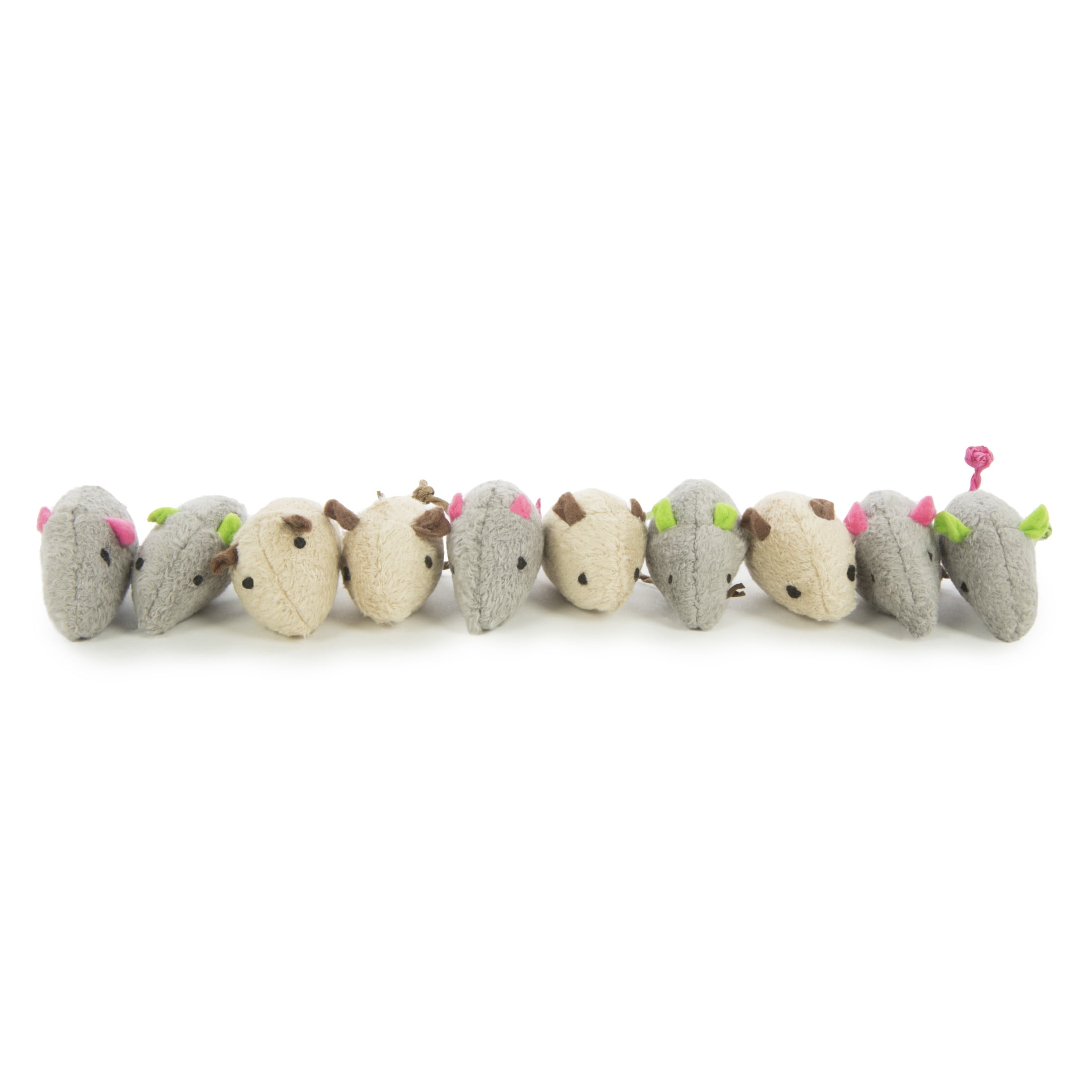 10-Pack SmartyKat Skitter Critters Catnip Cat Toys - Gray/Cream