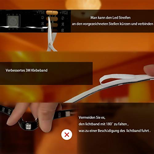 Tingkam Led Strip Lights Kit 32.8 Ft (10m) 300leds Waterproof 5050 SMD RGB LED Flexible Lights with 44key ir Controller and Power Supply for Home,Kitchen,Trucks,Sitting Room and Bedroom Decoration.