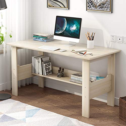Wooden 39" Desk with Storage Shelf, White