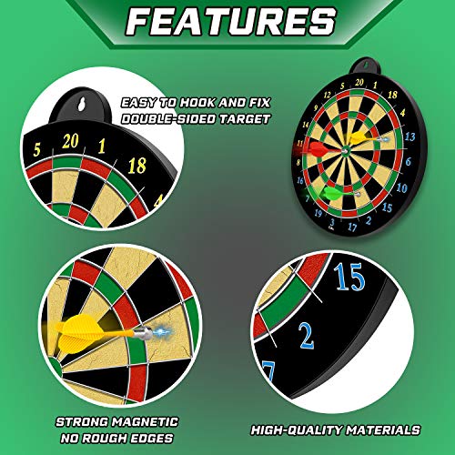 Magnetic Dart Board - 6pcs Magnetic Darts (Red Green Yellow) - Excellent Indoor Game and Party Games - Magnetic Dart Board Toys Gifts for 5 6 7 8 9 10 11 12 Year Old Boy Kids and Adults