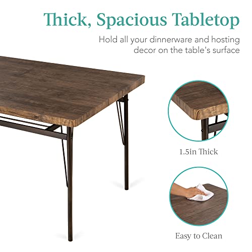 Best Choice Products 6-Piece 55in Modern Home Dining Set w/Storage Racks, Rectangular Table, Bench, 4 Chairs - Brown