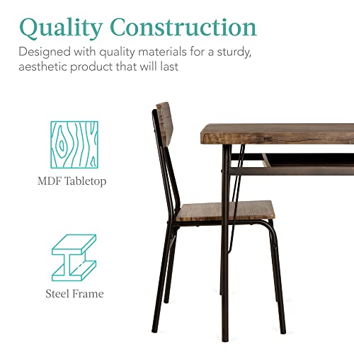 Best Choice Products 6-Piece 55in Modern Home Dining Set w/Storage Racks, Rectangular Table, Bench, 4 Chairs - Brown