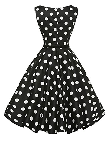GRACE KARIN Boat Neck Retro Swing Dresses Hepburn Style Black Size L F-8